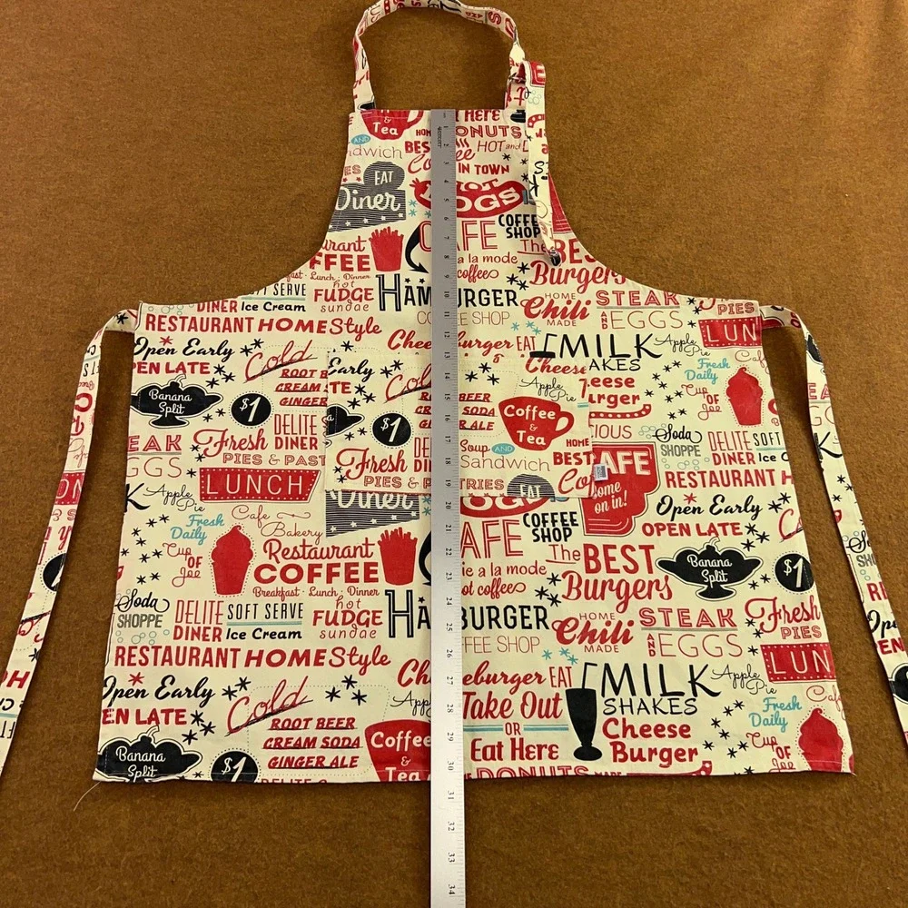 Now Designs Unisex OS Cream Retro Diner Cafe Print Cotton Kitchen Apron